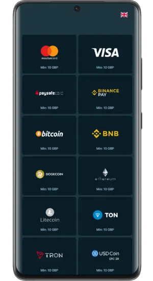 UK-Friendly Payment Methods Selection Page